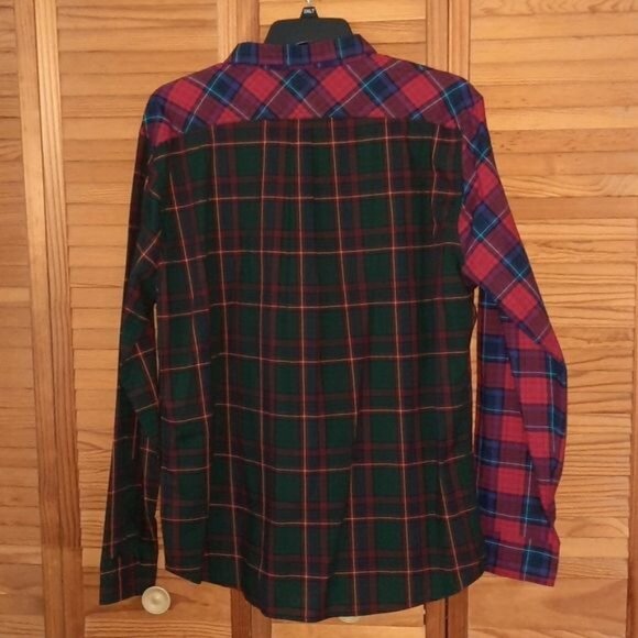 Levi Two Tone Plaid Print Cotton Blend Long  Sleeve Button Up Shirt Size XXL - Picture 2 of 5